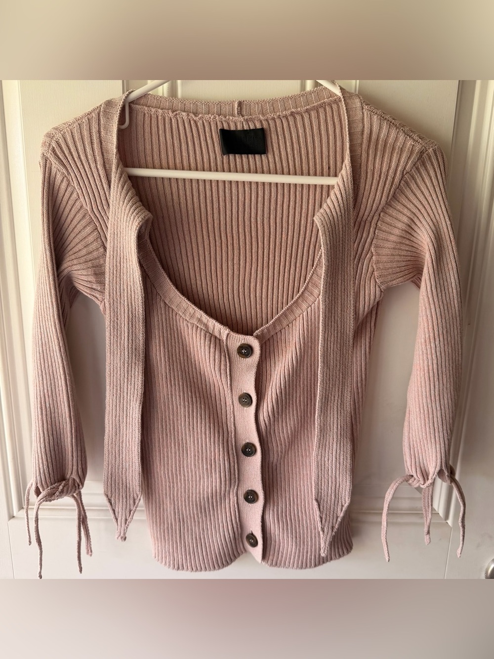 NEW Puppets and Puppets 100% cotton rubbed knit sweater size medium tan - Picture 2 of 8